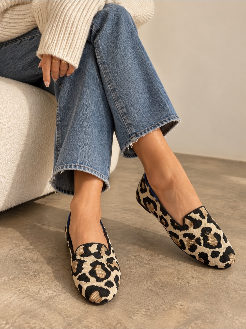 Rothy’s The Loafer Leopard Animal Print Knit Flats Women’s 9